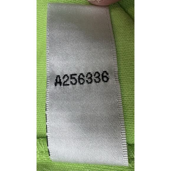 Quacker Factory XL Green Top Navy Blue Trim Rhinestone Studs Around Neck Preowne - Picture 5 of 11